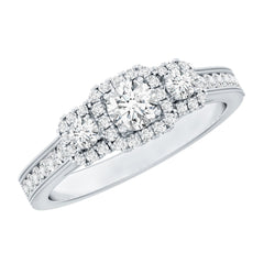 Vintage Style Moissanite 3 Stone Engagement Ring