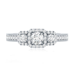 Vintage Style Moissanite 3 Stone Engagement Ring