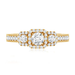Vintage Style Moissanite 3 Stone Engagement Ring