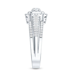 Lab Grown Diamond Retro Engagement Ring with Double Halo