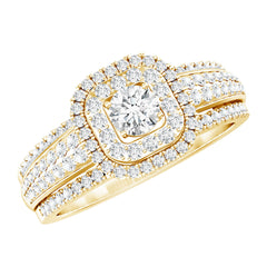 Lab Grown Diamond Retro Engagement Ring with Double Halo