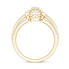 Lab Grown Diamond Retro Engagement Ring with Double Halo