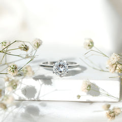 Brilliant Cut Solitaire Moissanite 2 CT Engagement Ring with Certificate