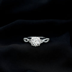 Certified Moissanite Halo Engagement Ring with Criss Cross Shank