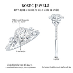 Certified Moissanite Floral Engagement Ring for Women