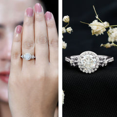 Certified Moissanite Floral Engagement Ring for Women