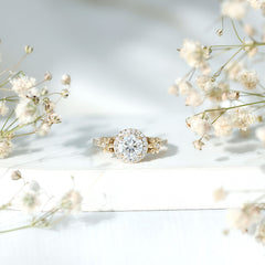 Certified Moissanite Floral Engagement Ring for Women