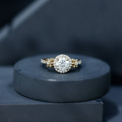 Certified Moissanite Floral Engagement Ring for Women