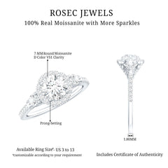 Moissanite Halo Engagement Ring for Her with Certificate