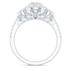 Moissanite Halo Engagement Ring for Her with Certificate