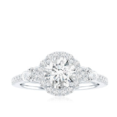 Moissanite Halo Engagement Ring for Her with Certificate