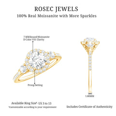 Moissanite Halo Engagement Ring for Her with Certificate