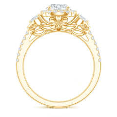 Moissanite Halo Engagement Ring for Her with Certificate
