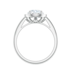 Round Moissanite Halo Engagement Ring with Certificate