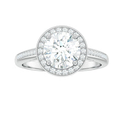 Round Moissanite Halo Engagement Ring with Certificate