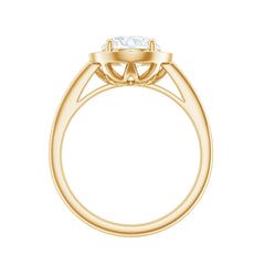 Round Moissanite Halo Engagement Ring with Certificate