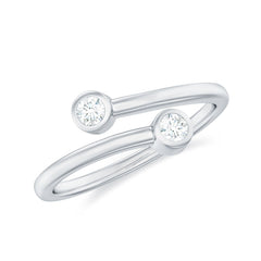 Natural Diamond 2 Stone Promise Ring in Wrap Style