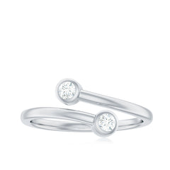 Natural Diamond 2 Stone Promise Ring in Wrap Style
