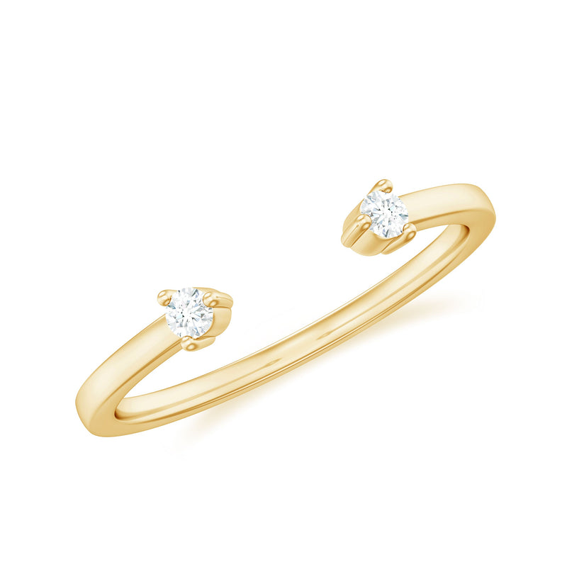 Dainty Diamond Two Stone Cuff Ring in Gold