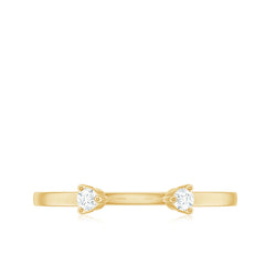 Dainty Diamond Two Stone Cuff Ring in Gold