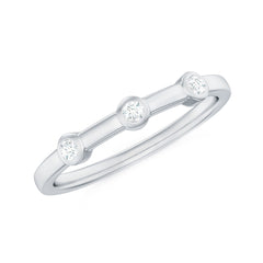 Certified Moissanite Three Stone Stackable Ring in Bezel Setting