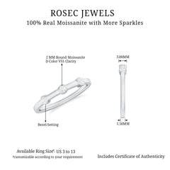 Certified Moissanite Three Stone Stackable Ring in Bezel Setting