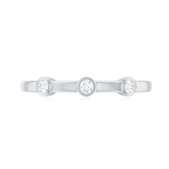Certified Moissanite Three Stone Stackable Ring in Bezel Setting