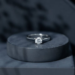 Solitaire Round Cut Moissanite Engagement Ring for Her
