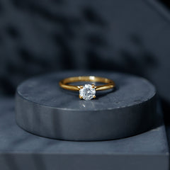 Solitaire Round Cut Moissanite Engagement Ring for Her