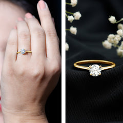 Solitaire Round Cut Moissanite Engagement Ring for Her