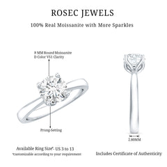 Petal Prong Set Round Moissanite Solitaire Engagement Ring