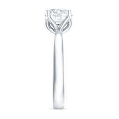 Petal Prong Set Round Moissanite Solitaire Engagement Ring