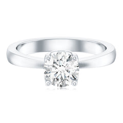 Petal Prong Set Round Moissanite Solitaire Engagement Ring