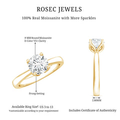 Petal Prong Set Round Moissanite Solitaire Engagement Ring