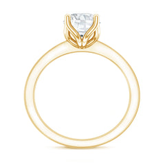 Petal Prong Set Round Moissanite Solitaire Engagement Ring