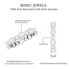 Certified Round Cut Moissanite Eternity Stackable Ring For Her