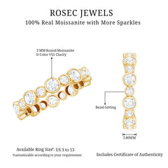 Certified Round Cut Moissanite Eternity Stackable Ring For Her