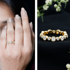 Certified Round Cut Moissanite Eternity Stackable Ring For Her