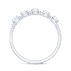 Round Cut Moissanite 5 Stone Anniversary Ring with Halo