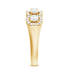 Round Cut Moissanite 5 Stone Anniversary Ring with Halo