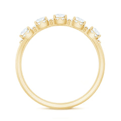 Round Cut Moissanite 5 Stone Anniversary Ring with Halo