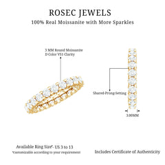 Certified Moissanite Eternity Band Ring in Shared Prong Set