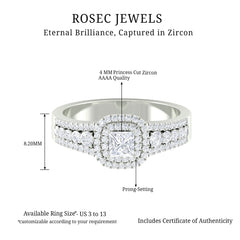 Zircon Double Halo Engagement Ring