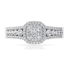 Zircon Double Halo Engagement Ring