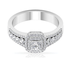 Zircon Double Halo Engagement Ring