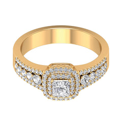 Zircon Double Halo Engagement Ring