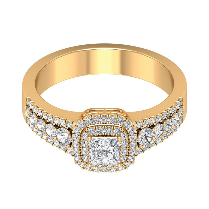 Zircon Double Halo Engagement Ring