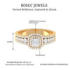 Zircon Double Halo Engagement Ring