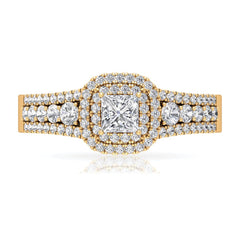 Zircon Double Halo Engagement Ring