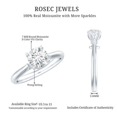 Round Shaped Moissanite Solitaire Engagement Ring